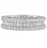 Baguette & Round Three Row Eternity Band