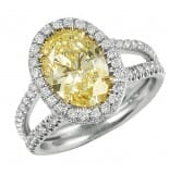 2.21 ct Oval Yellow Diamond Halo Ring with Wide Split Band 