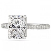 Radiant Cut Moissanite Three Row Cathedral Engagement Ring
