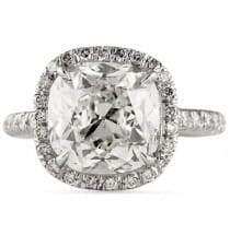 5.05 ct Antique Cushion Diamond Platinum Engagement Ring
