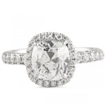 2.06 ct Antique Cushion Diamond Platinum Engagement Ring