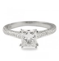 1.11 ct Princess Cut Diamond White Gold Engagement Ring