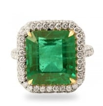 10.32 ct Emerald and Diamond Platinum Ring