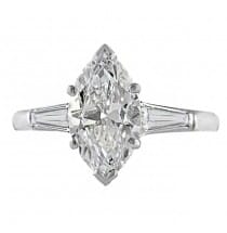 1.75 ct Marquise Diamond Platinum Engagement Ring front view white gold