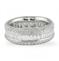 Baguette And Round Diamond Multi-Row Eternity Band