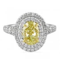 1.74 ct Fancy Yellow Oval Diamond Platinum Engagement Ring