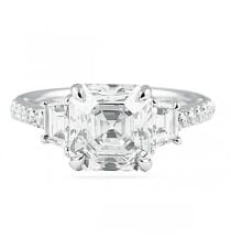 3.13 Carat Asscher Cut Platinum Engagement Ring
