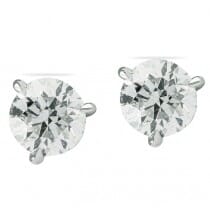 diamond studs earrings  martini three prong setting over 2 carats