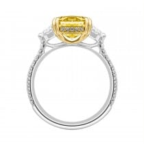 3.27 carat Oval Yellow Diamond Three-Stone ring