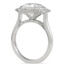 Asscher Cut Moissanite Bezel Set Halo Engagement Ring