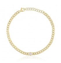 Bezel Diamond Chain Link Bracelet yellow gold