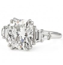 3.2ct Lab Cushion Diamond Five Stone Engagement Ring top