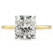 3.02 Carat Cushion Cut Diamond Signature Wrap Solitaire Ring two-tone yellow gold white gold