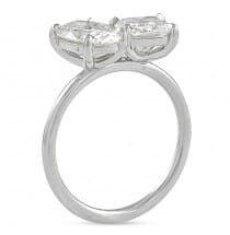 1.51 carat Oval & 1.20 carat Cushion Diamond Duo Ring white gold front view