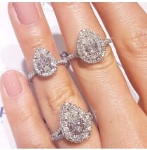 0.61ct Pear Shape Diamond Double Halo Engagement Ring