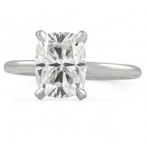 Elongated Cushion Cut Moissanite Pave Prong Engagement Ring front view