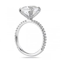 Cushion Moissanite Pave Prong Engagement Ring