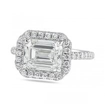 1.80ct Emerald Cut Diamond East-West Halo Engagement Ring top