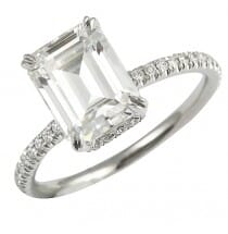 emerald cut moissanite white gold engagement ring