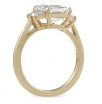 Emerald Cut Moissanite Three-Stone Engagement Ring yellow gold