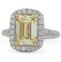 2.88 carat Yellow Emerald Cut Diamond Halo Engagement Ring