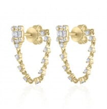Baguette Dangling Diamond Earrings yellow gold jewelry