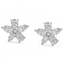 Pear and Marquise Diamond Fleurette Earrings front view