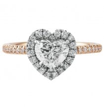 HEART SHAPE HALO ENGAGEMENT RING TWO TONE