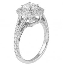 1.00 Carat Cushion Cut Diamond Double Halo Engagement Ring