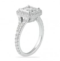 1.70 ct Princess Cut Diamond Halo with Split Engagement Ring