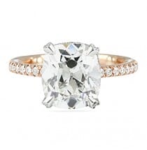 elongated cushion cut two-tone pave engagement ring