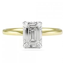 EMERALD CUT SOLITAIRE TWO TONE ENGAGEMENT RING