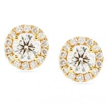 rose gold halo earrings round diamonds