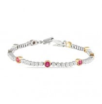 Bezel Set Sapphire & Diamond 18K White Gold Bracelet