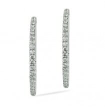 THIN PAVE DIAMOND HOOP EARRINGS IN WHITE GOLD
