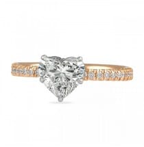 heat shape diamond rose gold engagement ring
