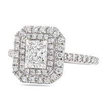 .75ct Radiant Cut Diamond Double Halo Engagement Ring front