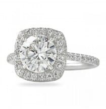 Round Moissanite In Cushion Halo Engagement Ring top