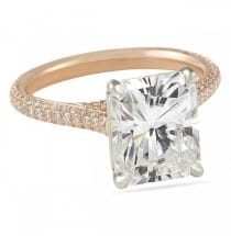 radiant cut moissanite rose gold engagement ring
