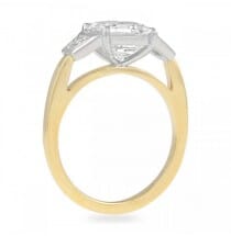 2.20 Carat Asscher Cut Diamond Three-Stone Bezel Engagement Ring