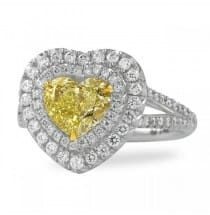 1.50 ct Yellow Diamond Heart Double Halo Ring
