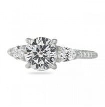 1.50ct Round Diamond Three-Stone & Pave Engagement Ring top