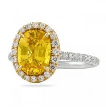 oval yellow sapphire halo ring