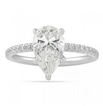 1.71 Carat Pear Shape Diamond Pave Prong Engagement Ring