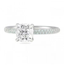 1.20ct Cushion Diamond Two-Row Pave Band Ring front