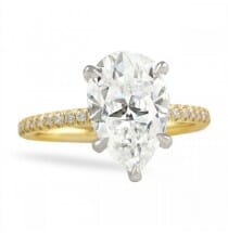 Pear Shape Moissanite Pave Prong Engagement Ring front view