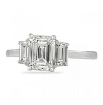 emerald cut three stone custom engagement ring