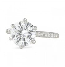 round moissanite in six prong setting