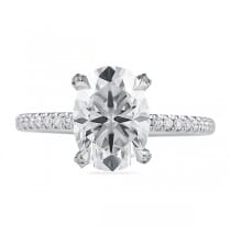 Oval Moissanite Pave-Prong Engagement Ring flat