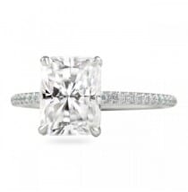 Radiant Cut Moissanite Super Slim Band Engagement Ring front view